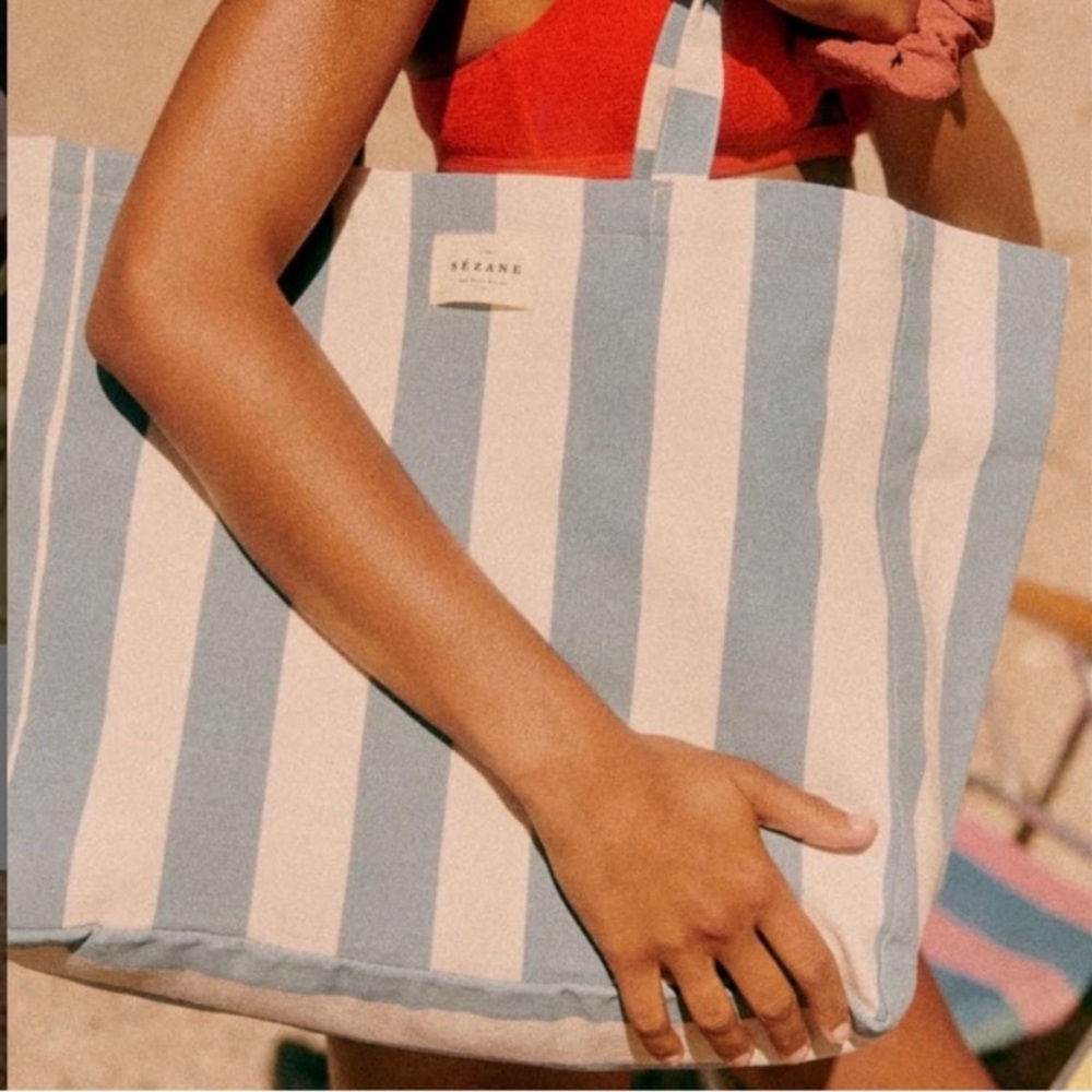 Sézane Large stripes beach tote bag